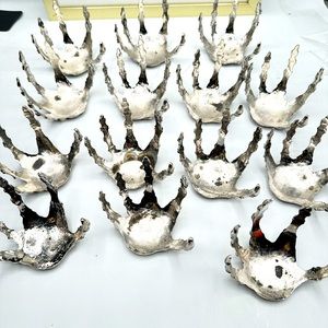 Set of 14 Pottery Barn Halloween Skeleton hands ONLY for Stemless Wine Glasses.